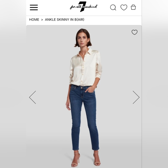 7 For All Mankind Denim - 7 For All Mankind Dark Blue Ankle Skinny B (Air) Jeans, Women's 26